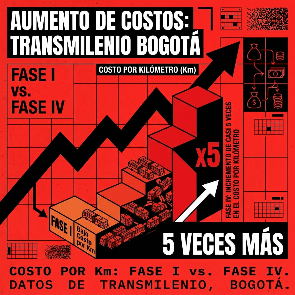 Gráfico de incremento costo por kilómetro Fase I a Fase IV